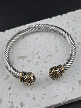 Stainless Steel open cuff Cable Bracelet